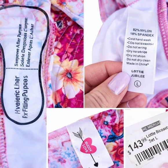 BuddyLove Lottie Floral Ruffle One-Piece Swimsuit Large Vacation Boho Beach NWT - Picture 4 of 8